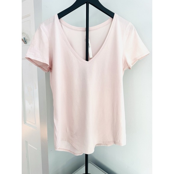 lululemon athletica Tops - Lululemon Pink Pima Cotton Love V-Neck Tee Size 8 Athletic‎ Yoga Top